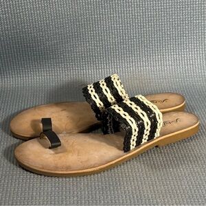 Lucky Brand Women's Baheeti Huarache Flat Sandals Black/Nigori‎ Size 8